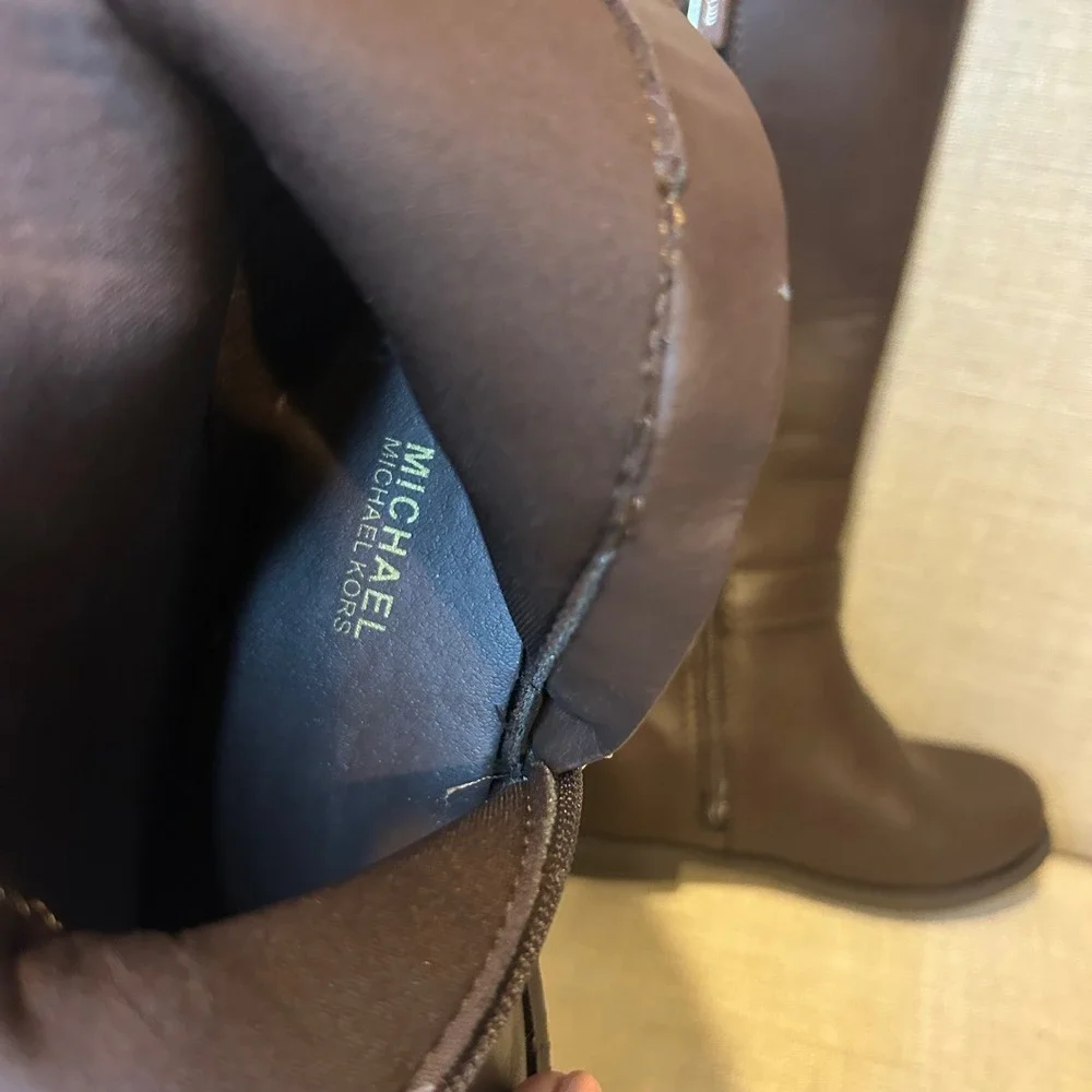 Michael Kors Kids Sheala Brown MK Monogram Riding Boots Size 11